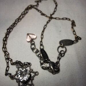 Charming Heart Pendant Necklace with Crystal and Pink Detail